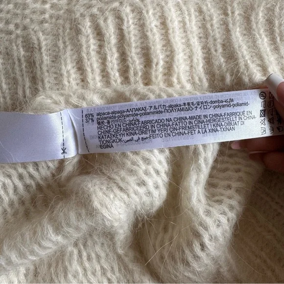 Zara Cream Long Sleeve Knit alpaca blend Dress - Picture 6 of 9